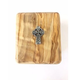 Shomali Celtic Cross Rosary Box, Includes Rosary (Made of Olive Wood)