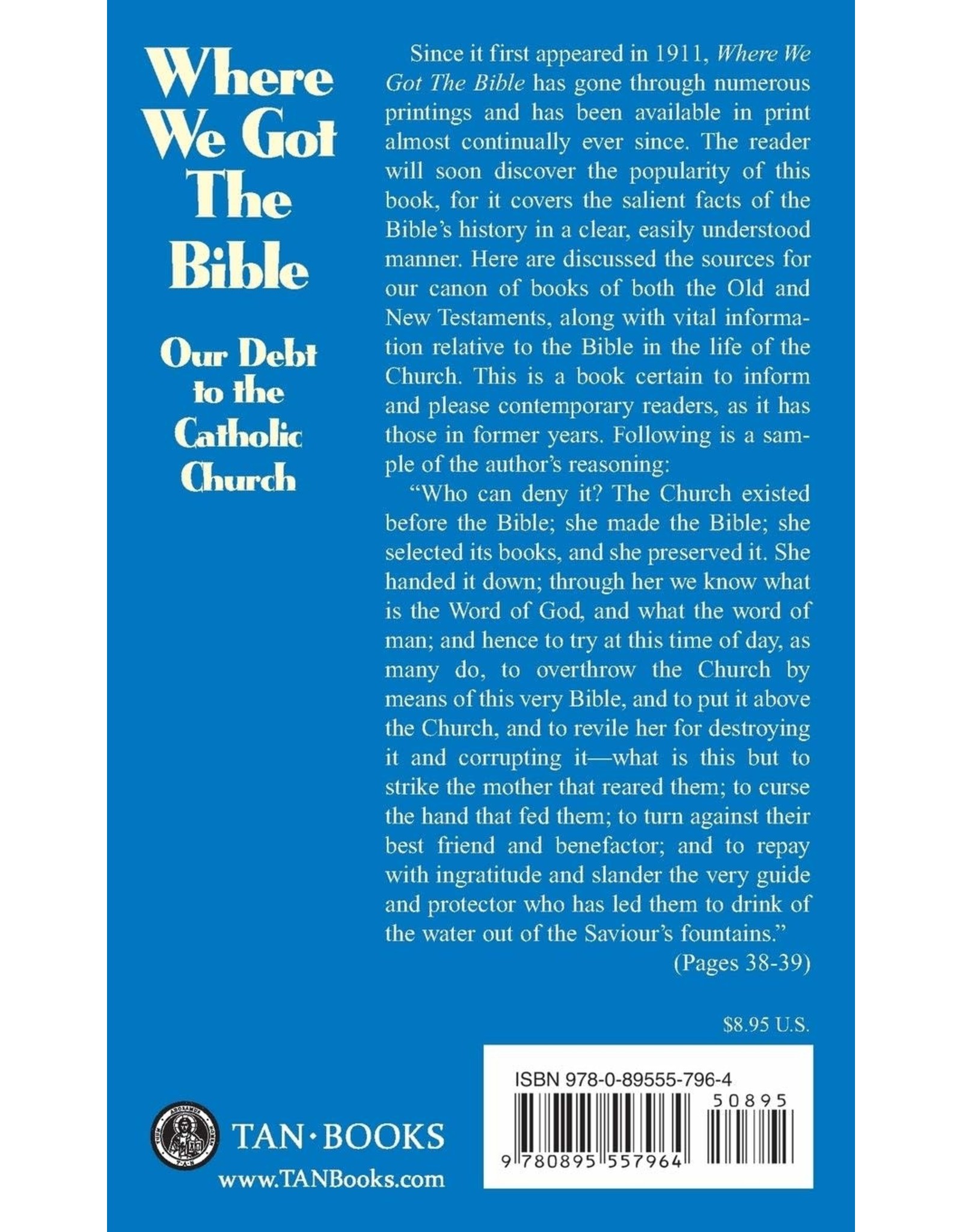 Tan Books (St. Benedict Press) Where We Got the Bible