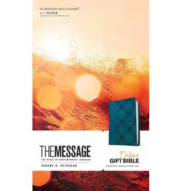 NavPress The Message Deluxe Gift Bible: The Bible in Contemporary Language-Cross Hatch Denim Leather Look