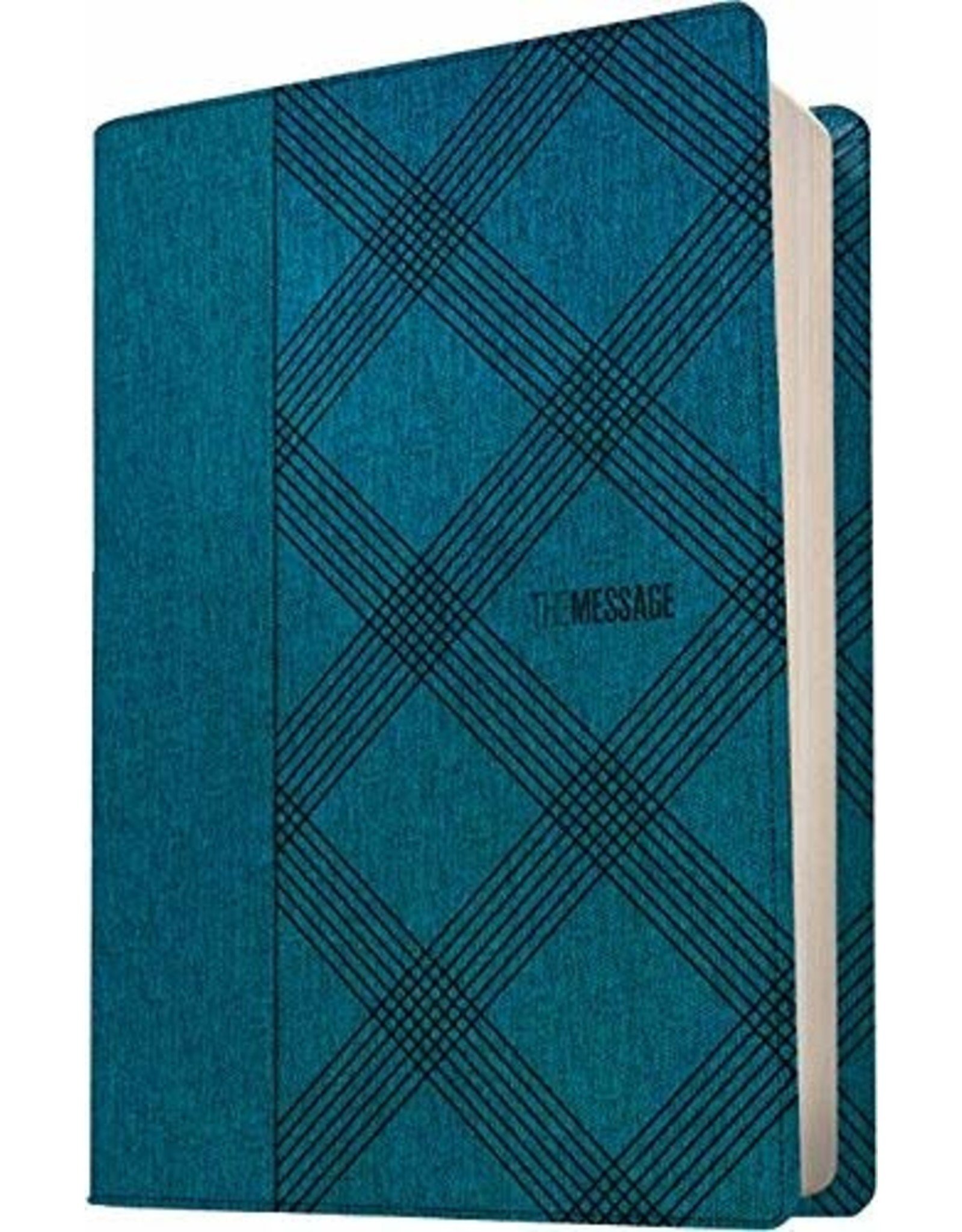 NavPress The Message Deluxe Gift Bible: The Bible in Contemporary Language-Cross Hatch Denim Leather Look