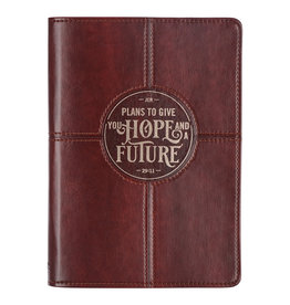 Christian Art Gifts Journal - Hope & A Future, Faux Leather Chestnut Brown (Jeremiah 29:11)