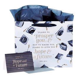 Christian Art Gifts Graduation Gift Bag - Hope and Future Jer 29:11 with Card & Envelope (Large)