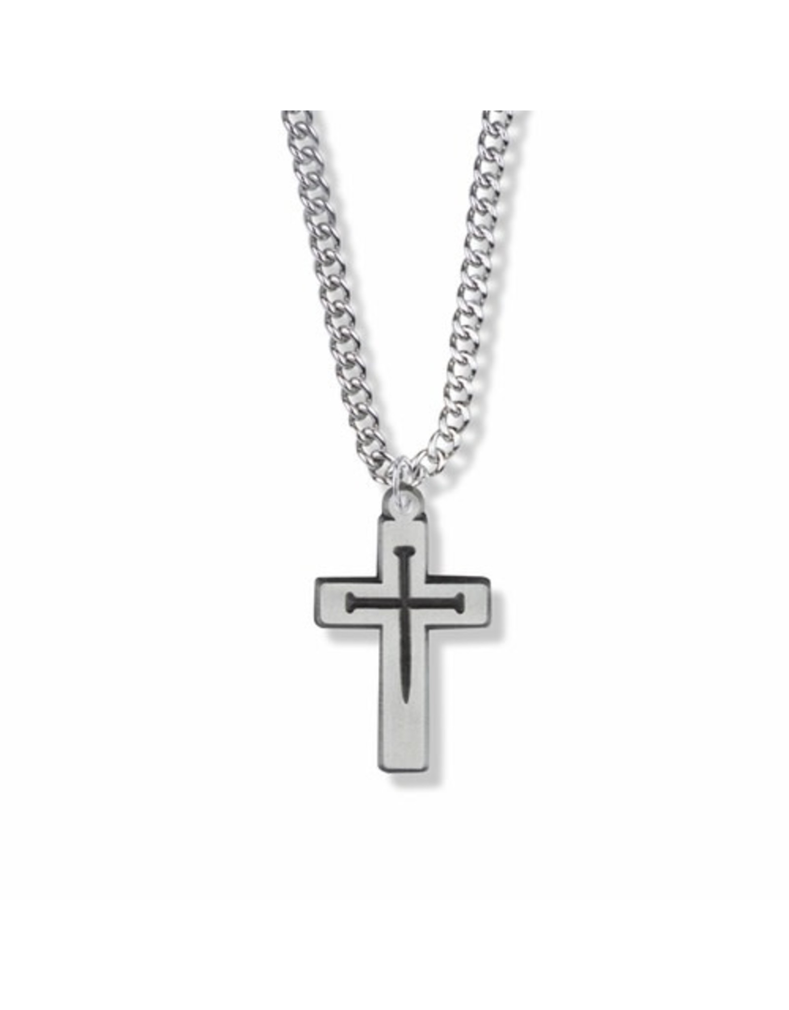 Singer Pewter Cross with Nails Necklace on 20" Chain