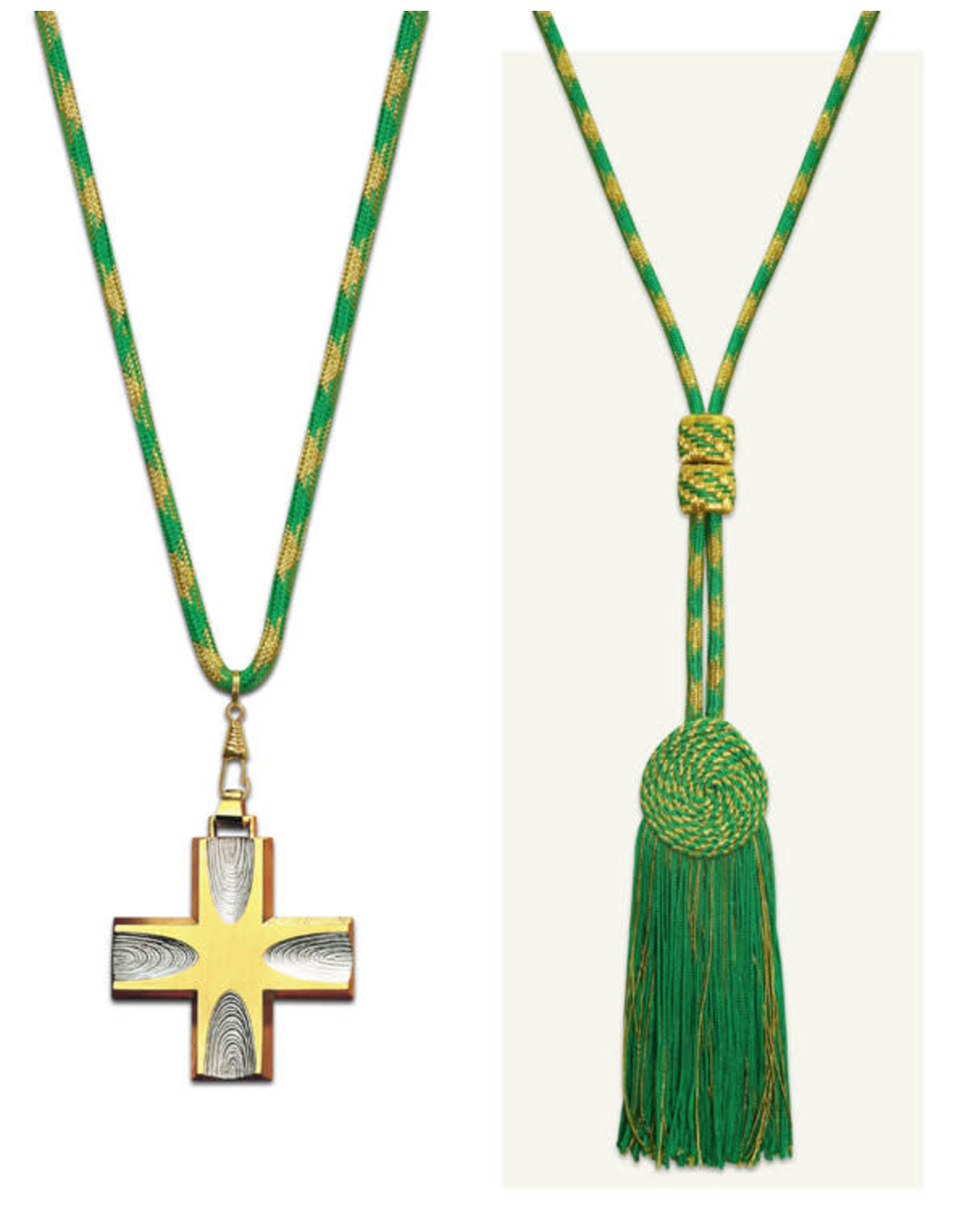 Slabbinck Cord/Tassel - Green/Gold - for Pectoral Cross