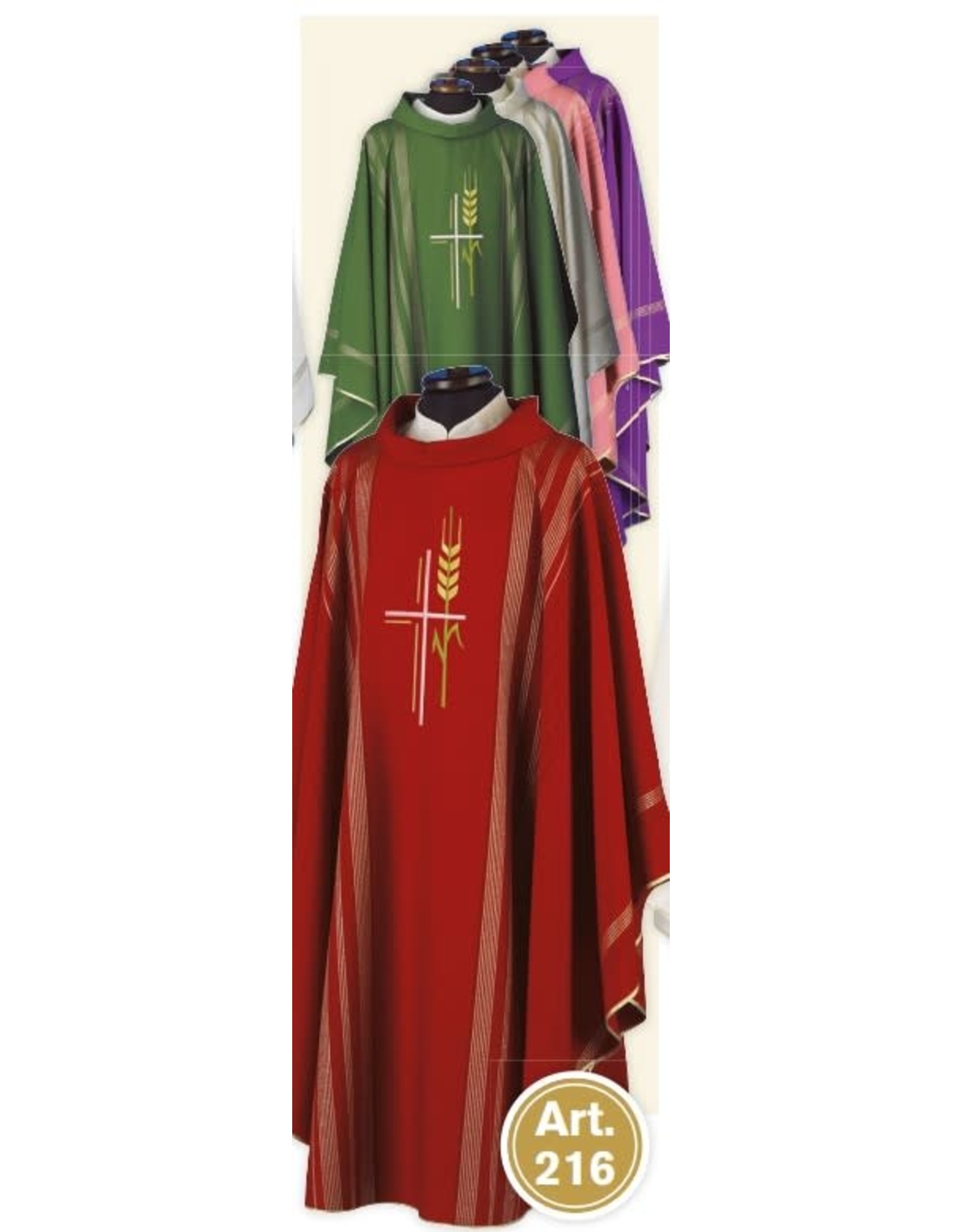 Solivari Priest Stole 216 Linea Style Fabric, Cross with Wheat