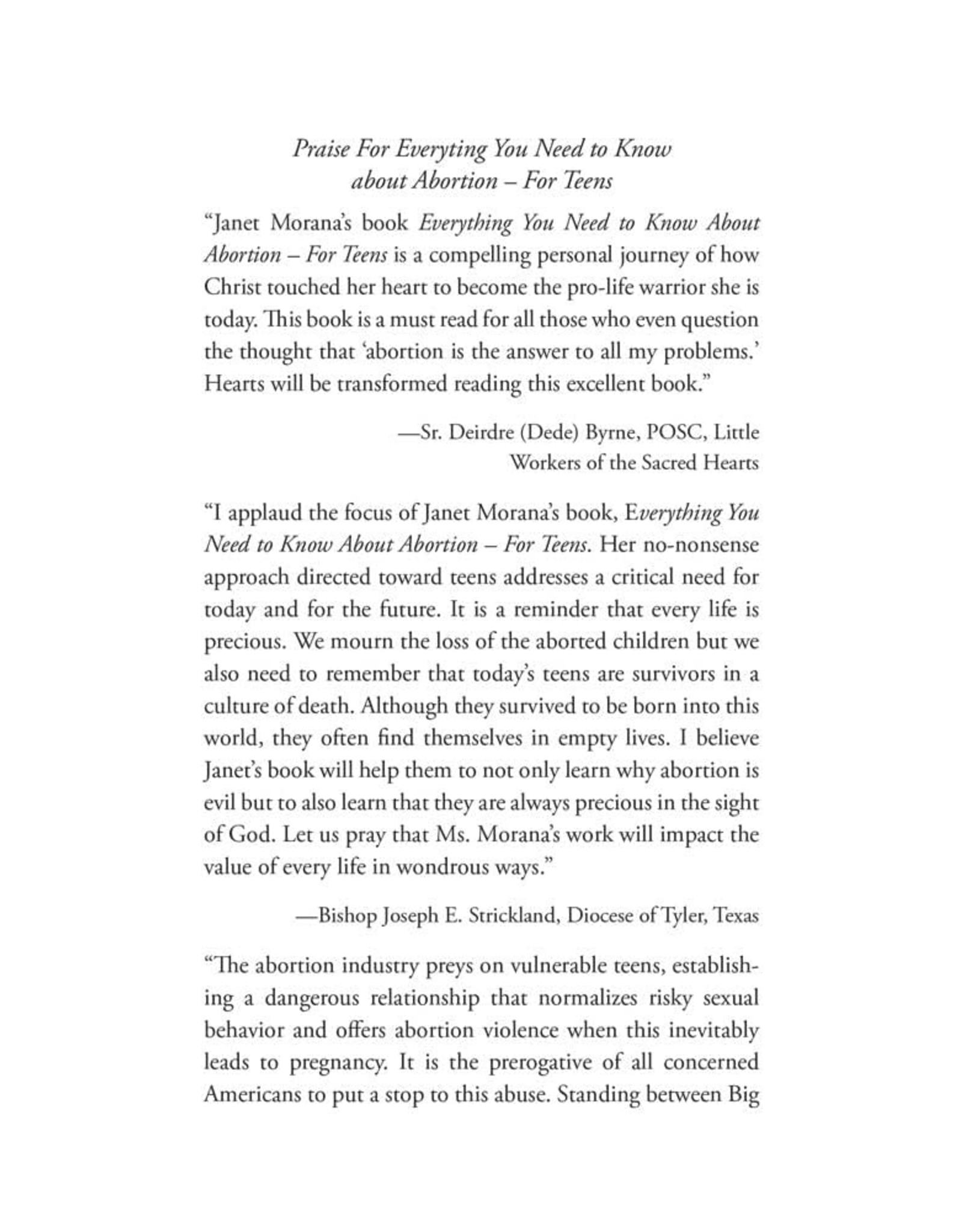 Tan Books (St. Benedict Press) Everything you Need to know about Abortion for Teens