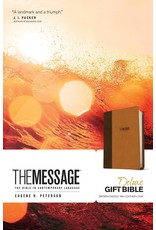 NavPress Message Deluxe Gift Bible: The Bible in Contemporary Language-Brown/Saddle Tan Leather Look