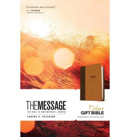 NavPress Message Deluxe Gift Bible: The Bible in Contemporary Language-Brown/Saddle Tan Leather Look