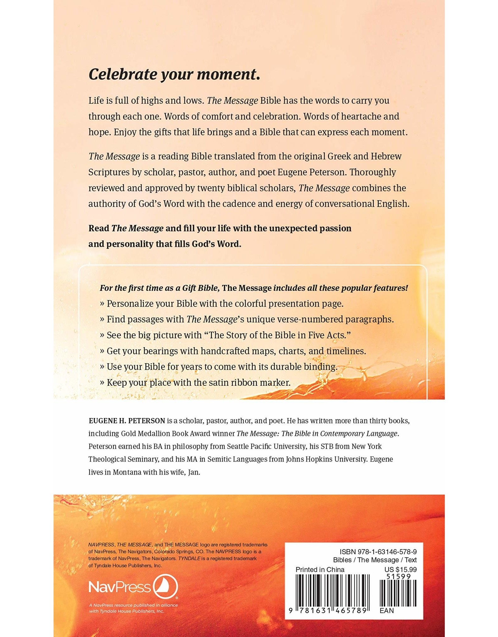 NavPress Message Deluxe Gift Bible: The Bible in Contemporary Language-Brown/Saddle Tan Leather Look