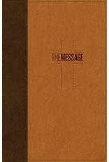 NavPress Message Deluxe Gift Bible: The Bible in Contemporary Language-Brown/Saddle Tan Leather Look