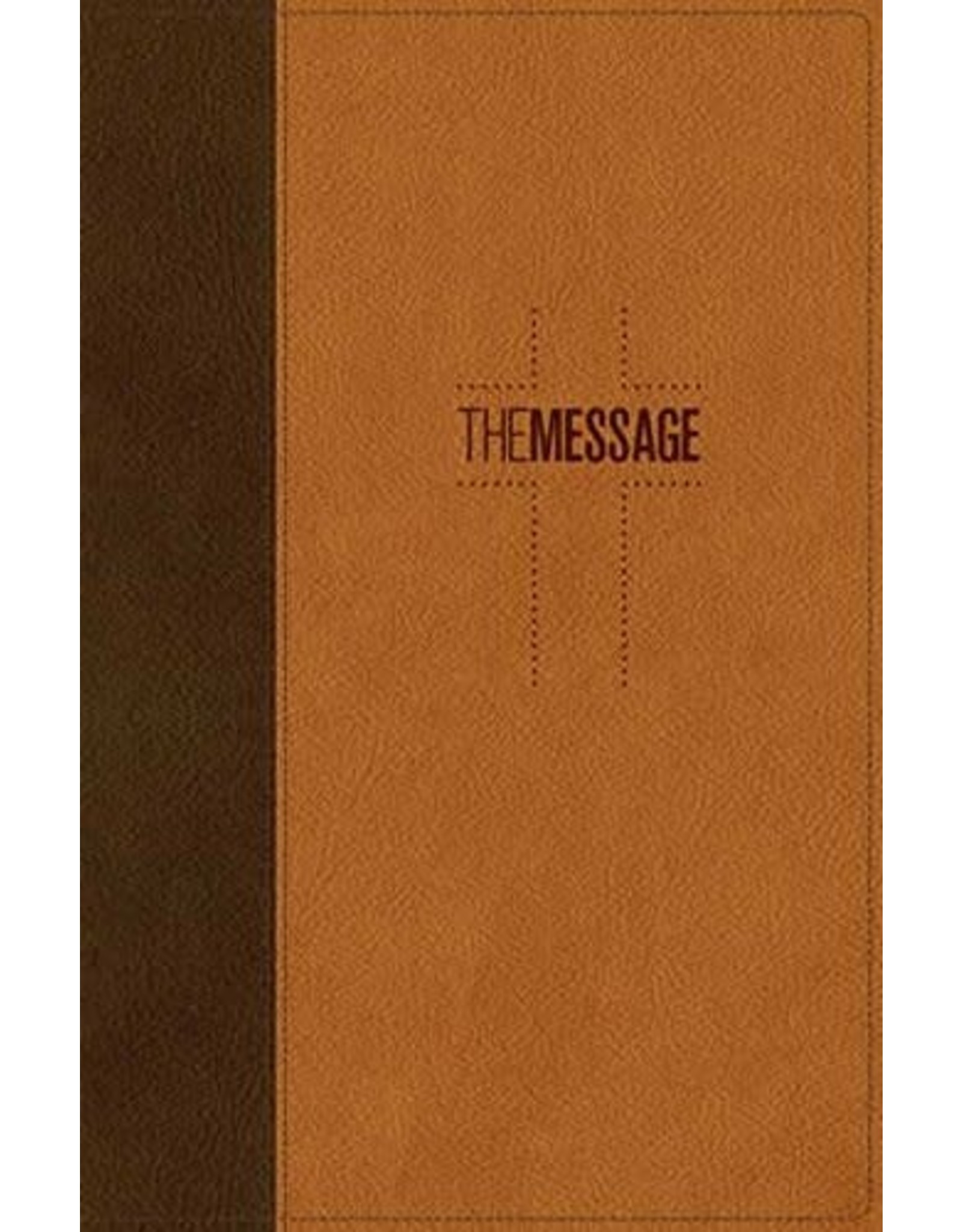 NavPress Message Deluxe Gift Bible: The Bible in Contemporary Language-Brown/Saddle Tan Leather Look