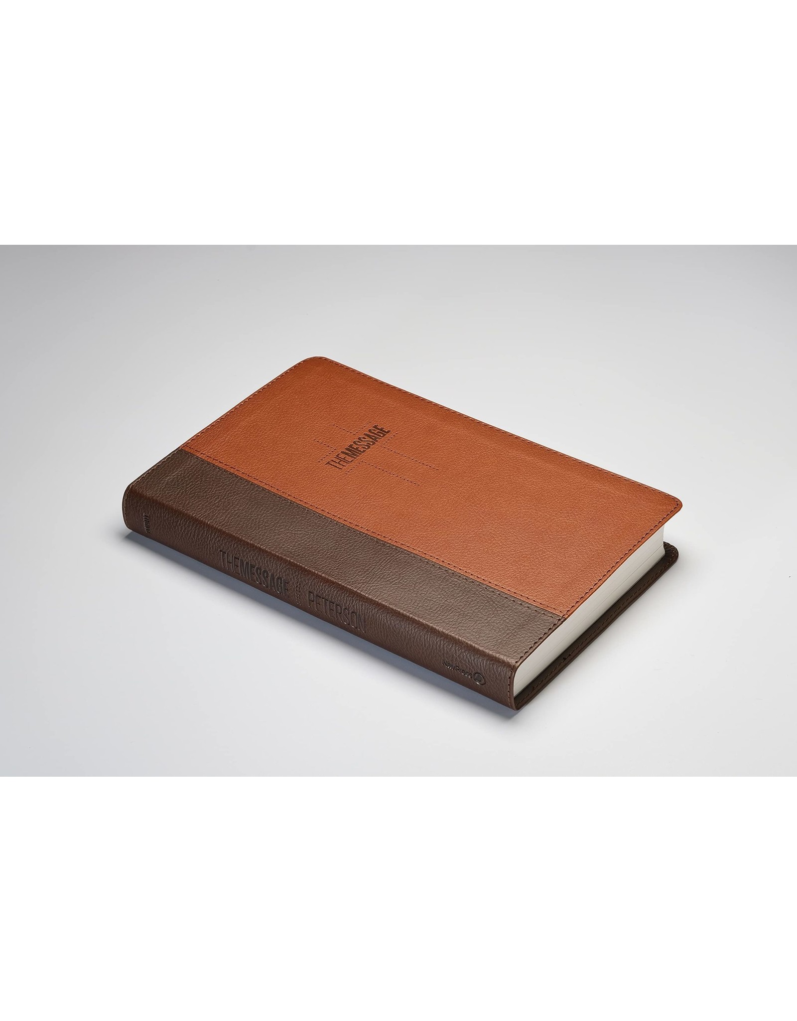 NavPress Message Deluxe Gift Bible: The Bible in Contemporary Language-Brown/Saddle Tan Leather Look