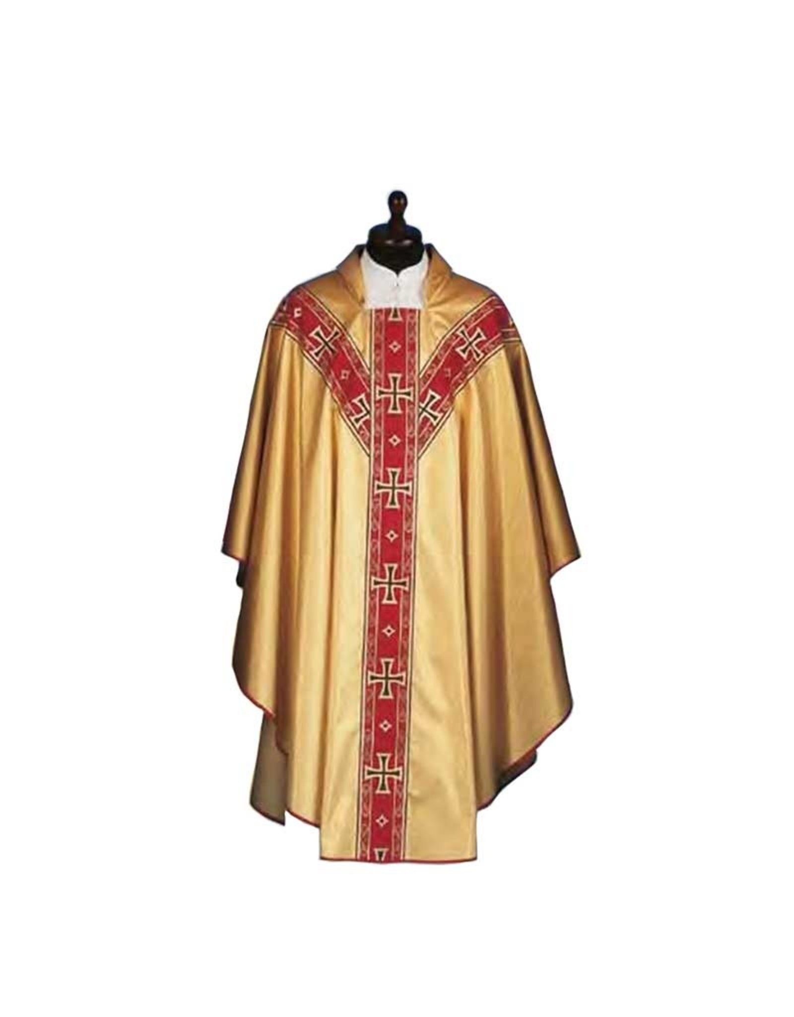 Solivari Chasuble, Gold with Red Banding