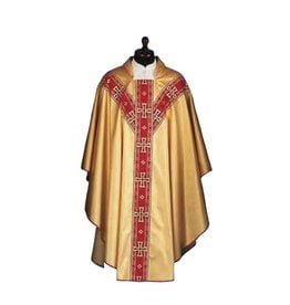 Solivari Chasuble, Gold with Red Banding