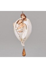 Roman Ornament - Holy Family Gold/Ivory with Gem (6")