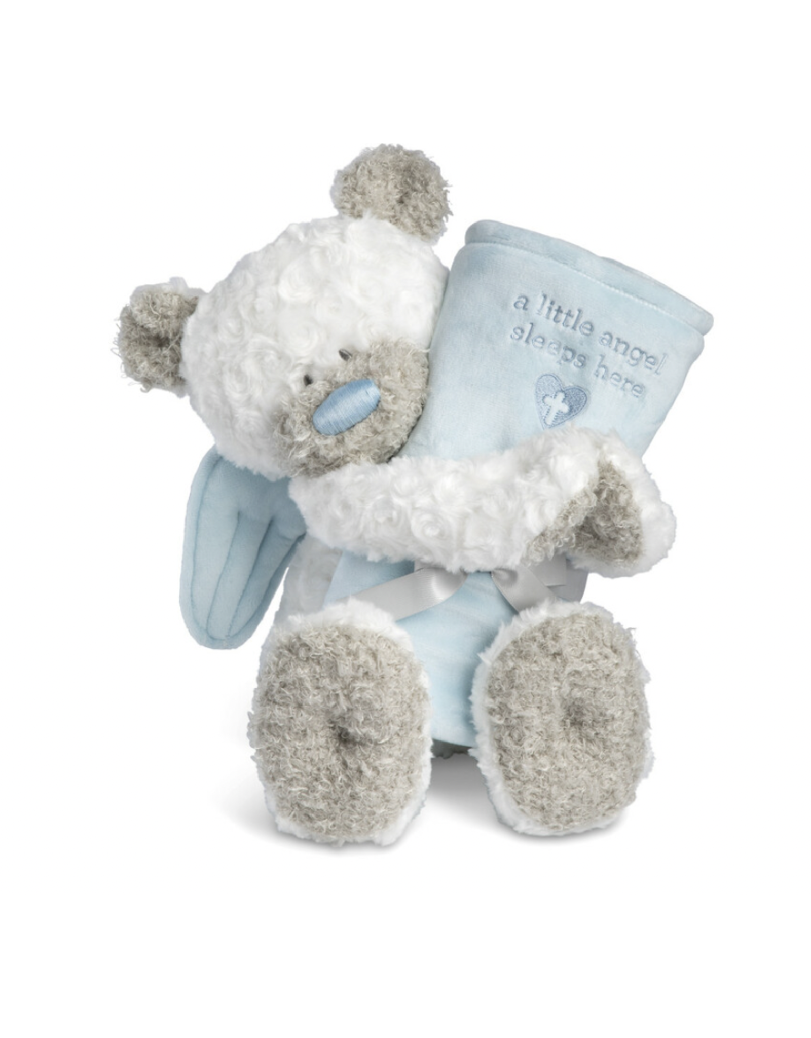 Tender Blessings Guardian Angel Bear & Blanket - Blue