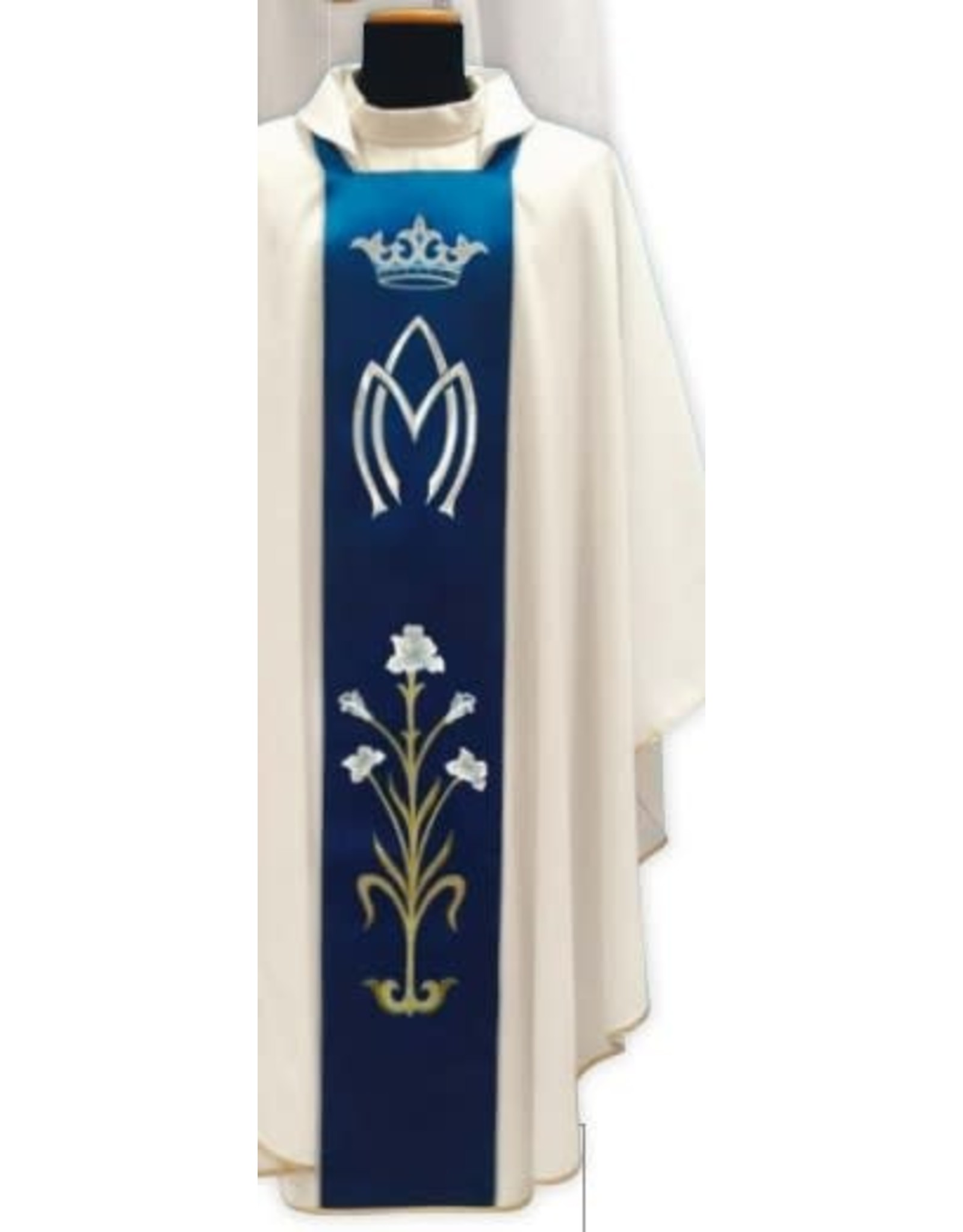 Solivari Marian Chasuble with Blue Embroidered Panel