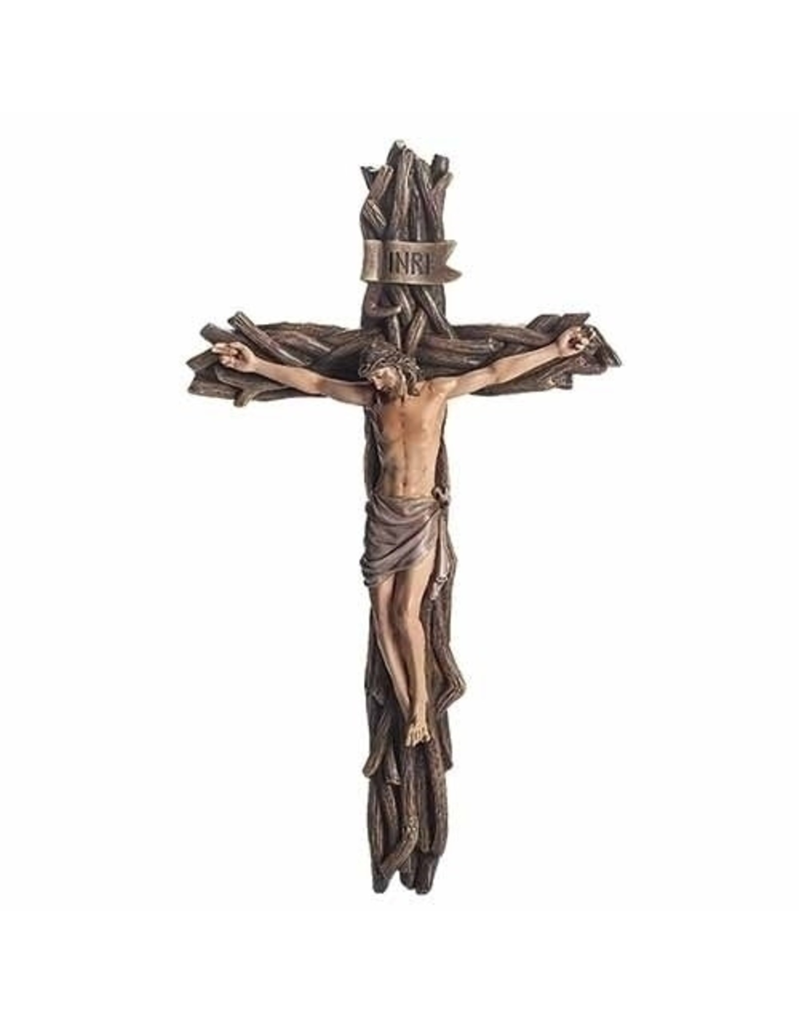 Roman Crucifix - Woven Branch, 13.5"