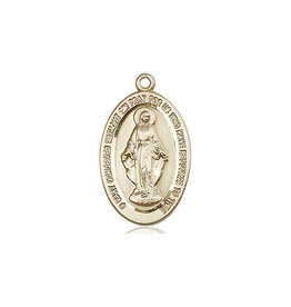 Miraculous Medal, 14kt Gold, 7/8x1/2