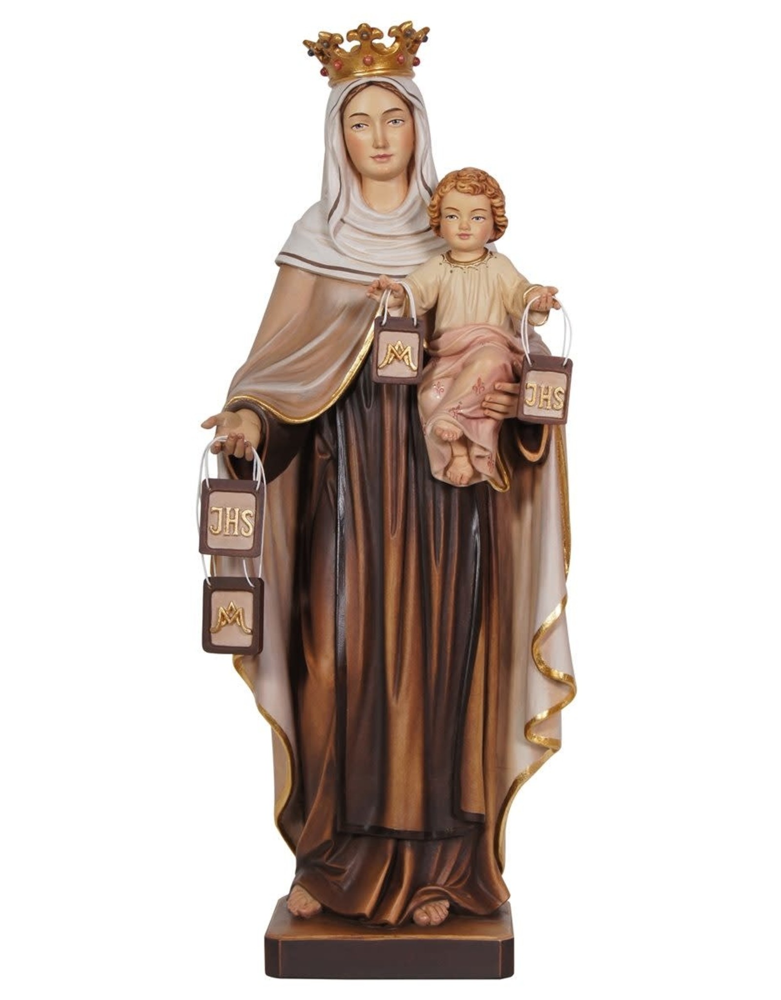 Pema Statue - Our Lady of Mount Carmel, Wood-Carved Wood, 8"