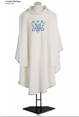Vebi Marian Chasuble #200, White Polyester with Monogram