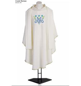 Chasuble #200 Marian, White Polyester with Monogram