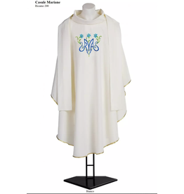 Vebi Marian Chasuble #200, White Polyester with Monogram