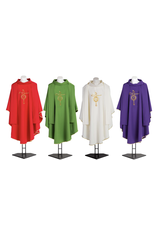 Vebi Chasuble - #14 Polyester, Gold IHS with Cross