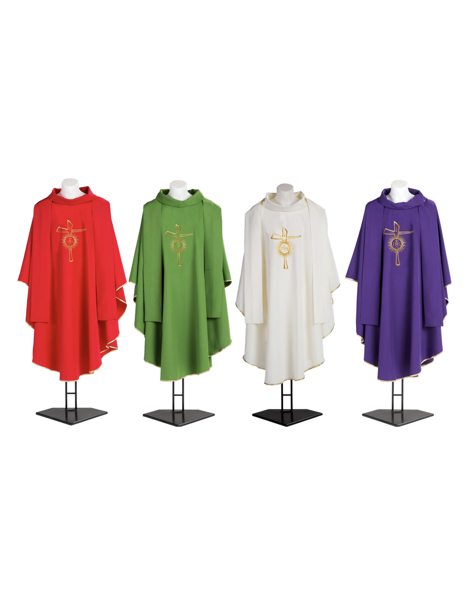 Chasuble - #14 Polyester, Gold IHS with Cross -