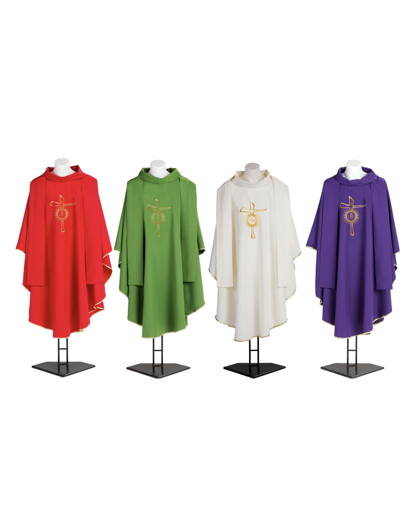 Vebi Chasuble - #14 Polyester, Gold IHS with Cross