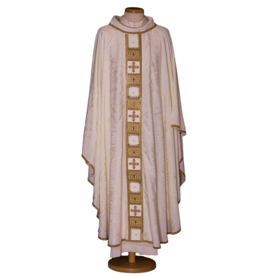 Gamma Chasuble with Stole, Embroidered Crosses & Swarovski Stones -