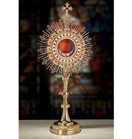 Christian Brands Church Supply Baroque Angel Monstrance (Brass/24kt Gold Plated Luna with Rhinestones)