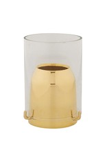 Brass Candle Follower with Glass Shield (For 1-1/2" Candle, High Polish)