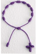 Religious Art Knotted Cord Rosary Bracelet - Purple