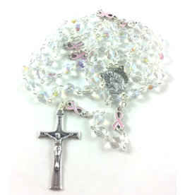 Religious Art Rosary - St. Peregrine with Pink Ribbon