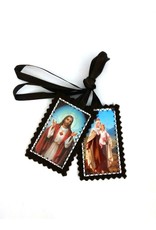 Religious Art Scapular - Sacred Heart of Jesus/Our Lady of Mount Carmel (1.5"x2.5")