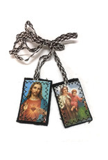 Religious Art Scapular - Sacred Heart of Jesus/Our Lady (7/8"x1.5")