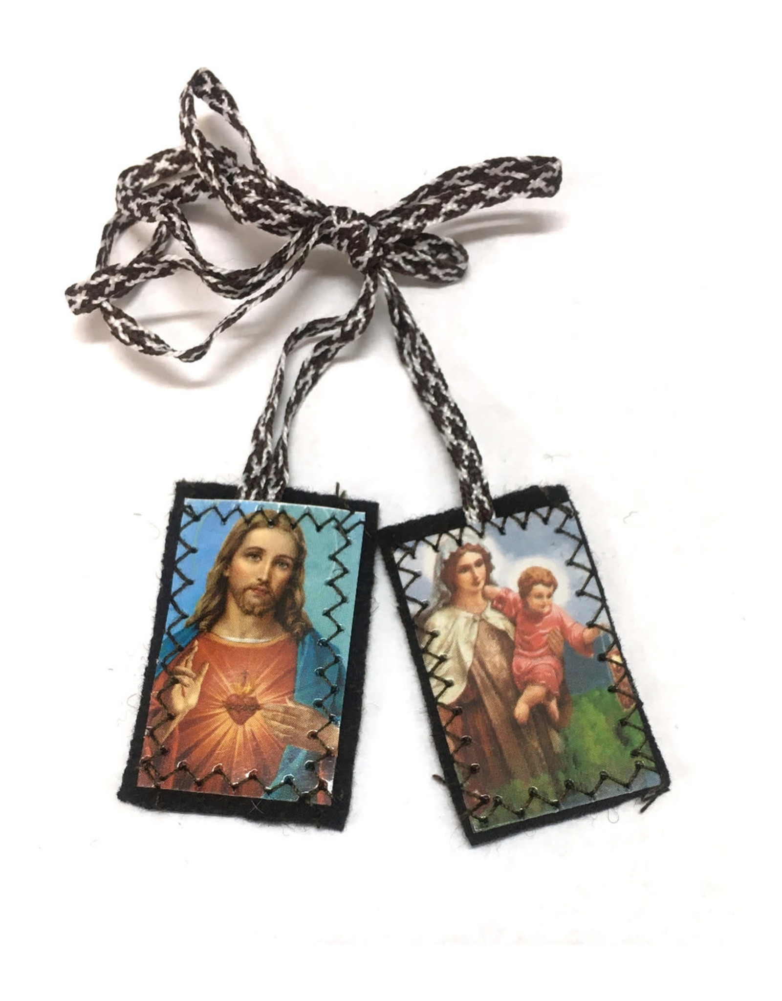 Religious Art Scapular - Sacred Heart of Jesus/Our Lady (7/8"x1.5")