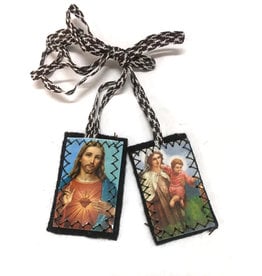 Religious Art Scapular - Sacred Heart of Jesus/Our Lady (7/8"x1.5")