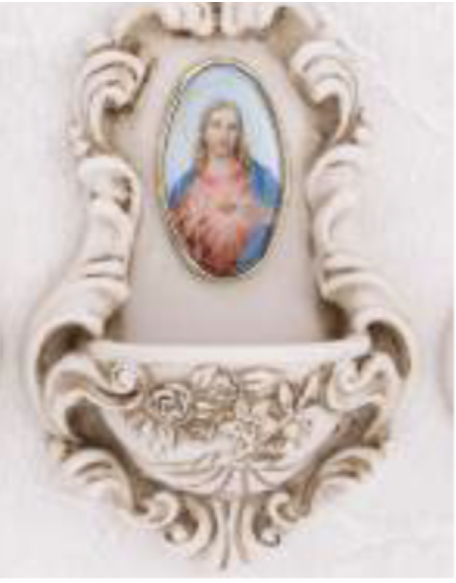 Religious Art Holy Water Font - Sacred Heart of Jesus, Alabaster-Look