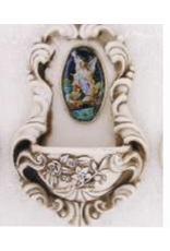 Religious Art Holy Water Font - Guardian Angel. Alabaster-Look