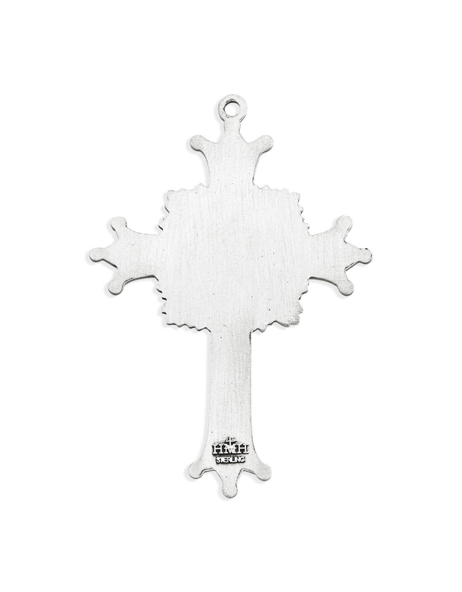 Starburst Crucifix with Engraved Detail (Sterling Silver) on 27" Chain