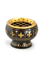Legacy Icons Brass Engraved Incense Burner (Black)