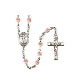 St. Francis of Assisi Rosary, Pink , Sterling Silver