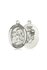 St. Joseph with Most Chaste Heart Medal, Engraving on Back, Sterling Silver