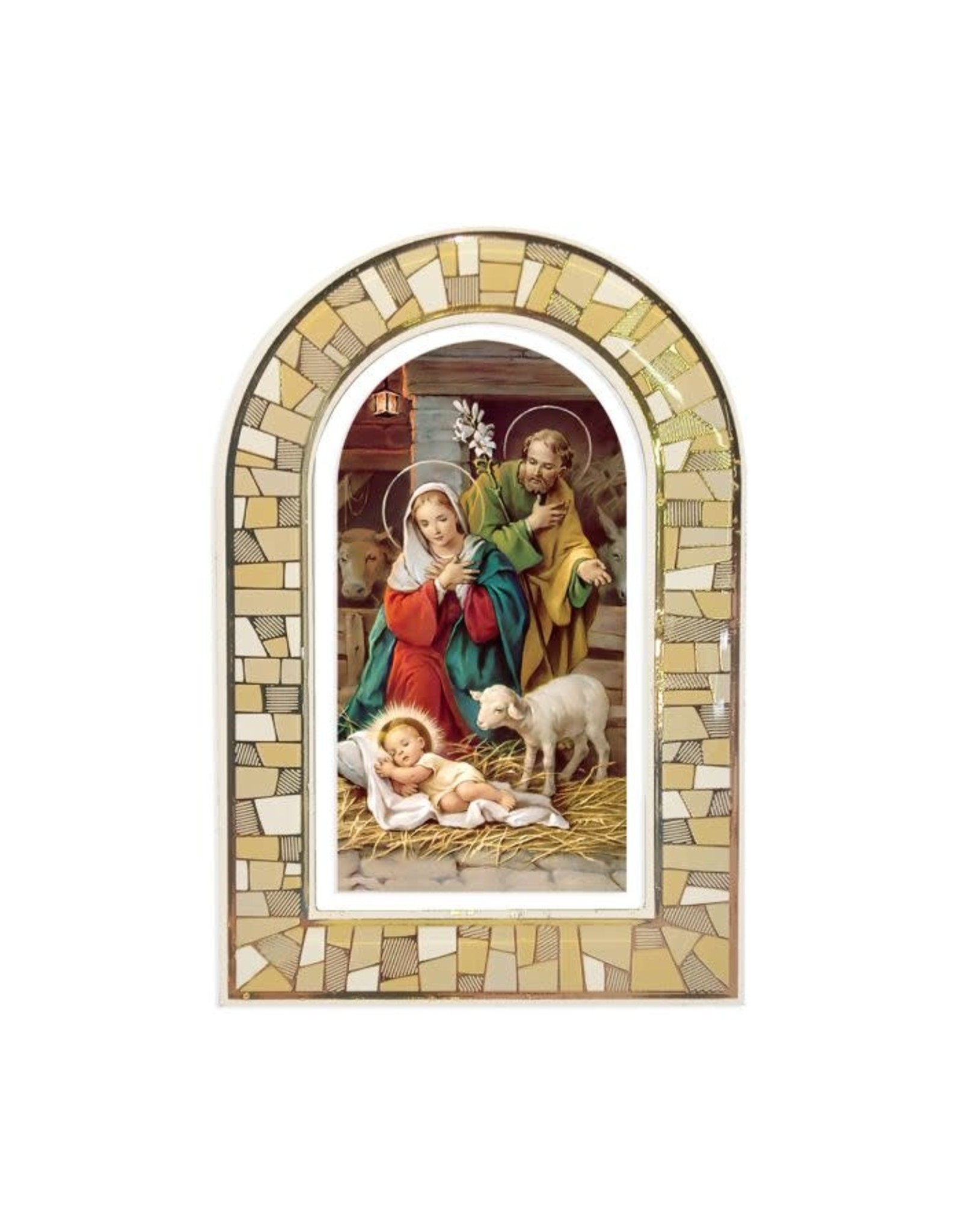 Hirten Nativity Holy Family Mosaic Plaque with Easel (4-3/4")