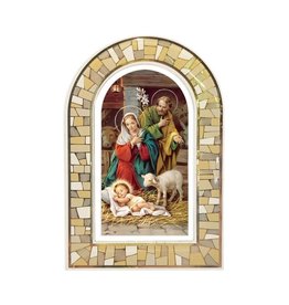 Hirten Nativity Holy Family Mosaic Plaque with Easel (4-3/4")