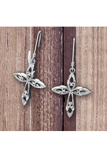 Logos Earrings - Leaf Cross, Sterling Silver