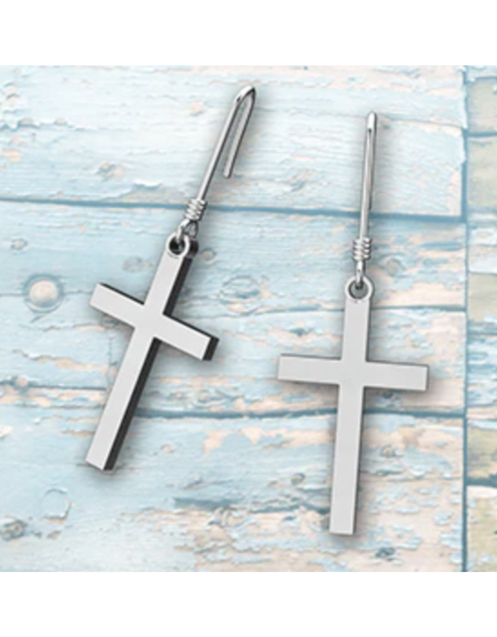 Logos Earrings - Simple Cross, Sterling Silver