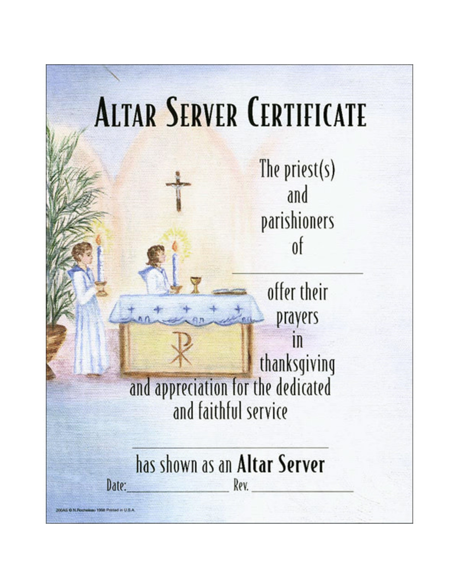 St. Andrew's Certificates - Altar Server (100)